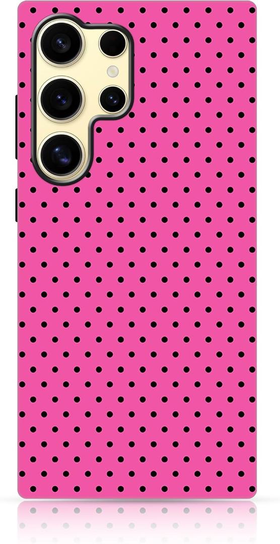 Owncase for Samsung Galaxy S24 Ultra Case Cute Fashion Polka Dot Phone Case for Women Girls Shockproof Slim TPU and Hard PC Protective Cover, Black