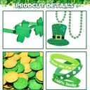 163Pcs St. Patrick's Day Accessories Party Favor Set, Tattoo Stickers, Necklaces, Bracelets, Shamrock Glasses, lucky Coins for Irish Party Supplies