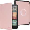 CoBak Magnetic Case for 7" Kindle Paperwhite 12th Gen 2024 and Kindle Colorsoft - Compatible with iPhone MagSafe, for Samsung/Belkin/Anker Wireless Charging Pads, Lightweight, Auto Sleep Wake (Mag Ring Rose Gold)