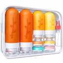 Tocelffe Travel Containers for Toiletries, 18pack TSA Approved Size Containers for Toiletries,travel bottles for Toiletries,travel Jars or Personal Essentials (Apricot)