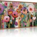 CHDITB Boho Abstract Wall Art, Bright Colorful Botanical Floral Home Decor, 40"L x 20"W