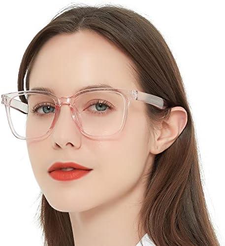 AEZUNI Oversize Square Reading Glasses for Women Oversized Trendy Large Readers (Pink,175)