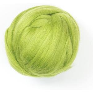 Colored Natural Wool roving, 8 OZ. Best Wool for Needle Felting, Wet Felting, handcrafts and Spinning. (Green Apple)
