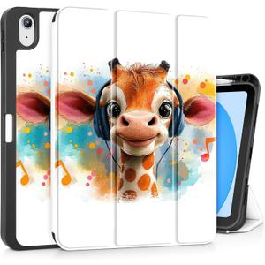 Mektron Case for iPad (A16) 11th Generation 11-inch 2025 Fit iPad 10th Gen 10.9 inch 2022, Tablet Cover with Trifold Stand + Pencil Holder + Auto Wake/Sleep + TPU Back Cover, Cute Giraffe