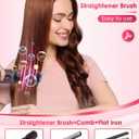 LAMA Cordless Hair Straightener Brush - Portable Hair Brush - 20s Fast Heating - 130 Million Plasma for Frizz-Free Shine, 9000mAh Mini Hair Straightener Comb for Women Travel, LED Display Hot Comb,BK