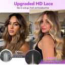 Eawwii Brown Highlights Wig for Women Long Wavy 4x1 Lace Natural Hairline Glueless for Beginners Middle Part Synthetic for Daily Party Use 26Inch
