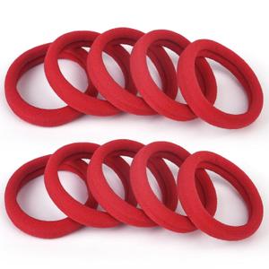 100PCS Red Seamless Hair Ties, Large Gentle Hair Bands No Damage, Soft and Stretchy Cotton Fabric Nylon Elastic Ponytail Holders for Women, 2 Inch in Diameter, by BAOLI