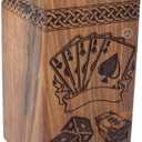 Vintage Casino Playing Card with Rolling Dice Wooden Urns box for Human Ashes Male female adult Burial Funeral Urn Box ((Medium [9.5X5.5] 180 Cubic INCHES))