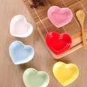 WHJY Pink Love Heart Shaped Ceramic Bowl Set of 6, Contemporary Porcelain Side Dishes, Seasoning & Soy Dipping Sauce Bowls for Wedding & Birthday Party