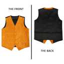 Alizeal Mens 5pcs Paisley Suit Vest Classic Jacquard Button-Down Waistcoat Set, Orange-L
