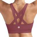 RUNNING GIRL Sports Bra for Women, Criss-Cross Back Padded Strappy Sports Bras Medium Support Yoga Bra with Removable Cups(2575_Rose Red_M)
