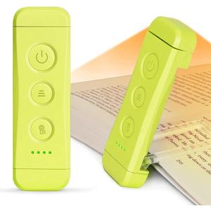 Glocusent USB Rechargeable Book Light for Reading in Bed, Portable Clip-on LED Reading Light, 3 Amber Colors & 5 Brightness Dimmable, Compact & Long Lasting, Perfect for Book Lovers, Kids (Green)