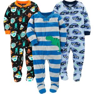 Simple Joys by Carter's baby-boys Loose-Fit Flame Resistant Fleece Footed Pajamas, 12 months