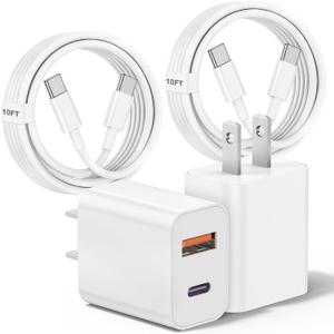 for iPhone 16 15 Fast Charger,[Apple MFI Certified] 2Pack Dual Port 20W PD Power USB C Wall Charger Adapter with 10FT Long USB C Fast Charging Cable for iPhone 16 15 /Pro/Pro Max/Plus, iPad and More