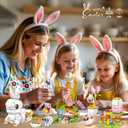 Easter Bunny Building Toy Set, Easter Gifts for Kids - 12-in-1 Rabbit Building Block with Prefilled Eggs, Includes Chick, Sheep, Carrot, Flower, Easter Basket Stuffers & Decorations for Boys Girls 6+