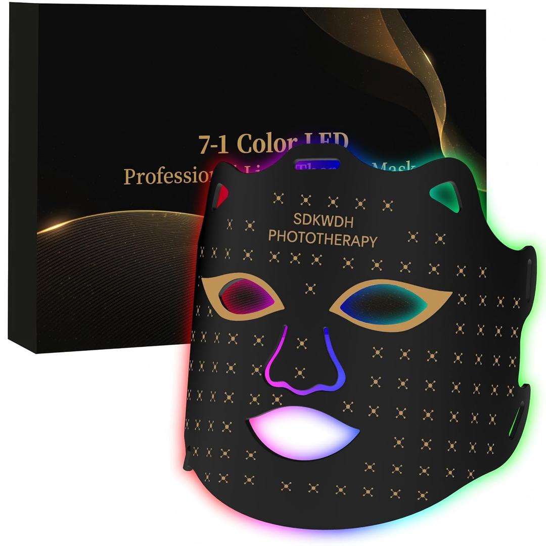 Red Light Mask for Face, 7-1 Colors Facial Care Mask, 850nm Infrared & Red Light Masks, Ergonomic Design for Home & Travel