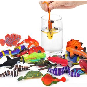 12 Pack Color Changing Sea Animal Toys,Change Color Ocean Animals Figures,Mold Free Bath Toys for Toddlers Kids,Water Table Toys,Rubber Floating Fish Toys for Themed Party Supplies,Goodie Bags Fillers