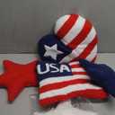 5 Pcs Patriotic Pillows 4th of July Independence Day Wool Pillow Memorial Day Americana Farmhouse Flag Stripe USA Stars Shaped Plush Cushion for Sofa Couch Bedroom Livingroom