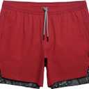 maamgic Mens Workout Shorts 2 in 1 Stretch 5" Gym Shorts Running Shorts with Compression Liner Zip Pocket (X-Small, Red)