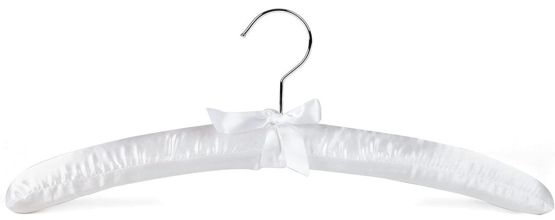 Amber Home 3 Pack Large White Satin Padded Hangers, 17" Non-Slip Cushioned Hangers for Sweaters, Silk Dress, Wedding Dress, Bridal Gown, Cashmere