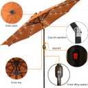 Blissun 9 ft Solar Umbrella with 32 LED Lights for Garden, Deck, Backyard (Rust)