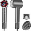 High-Speed Ionic Hair Dryer with Diffuser, 150,000 RPM Brushless Motor Blow Dryer for Fast Drying & 500M Negative Ionic Frizz Control, Low Noise Compact Hair Dryer for Women Home Travel Salon (Silver)