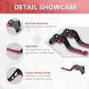 DORENA Motorcycle Brake Clutch Levers Adjustable Compatible with YZF R3 (2015-2025) / YZF R25 (2015-2025) / MT-03 (2016-2025) / MT-25 (2016-2025) CNC (Black/Red)