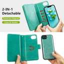 Varikke for iPhone 17e / iPhone 16e Wallet Case Detachable with RFID Blocking Card Holder for Women, Glitter PU Leather Wrist Strap Strong Magnetic Flip Wallet Removable Phone Case 6.1", Mint Green