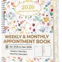 CRANBURY Daily Planner 2026, 8.5x11 Appointment Book, Jan to Dec 2026, 15-Min Hourly Scheduler, Large Daily Planner with Colorful Tabs, Floral Design