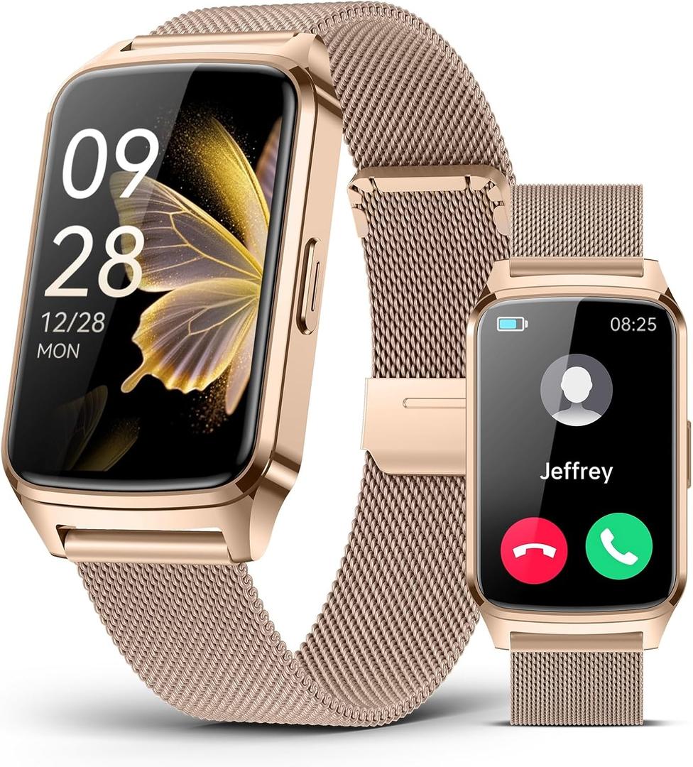 Fitness Tracker Watch for Women Men, Step Counter Work for iPhone and Android, IP68 Waterproof, Activity Track with Calorie, Sleep Monitor, 110+ Sports Modes Pedometer Smart Smartwatch (Gold, 1.57)