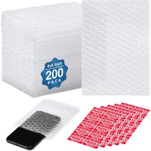Metronic 200 Pack Bubble Out Bag 4''x6'', Protective Bubble Pouches, Double Walled Cushioning Bags Thickening Shockproof Foam Bags for Shipping, Packing, Moving