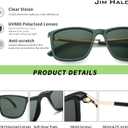 JIM HALO Polarized Driving Sunglasses Retro Square UV protection Classic Sun Glasses Men (Green)