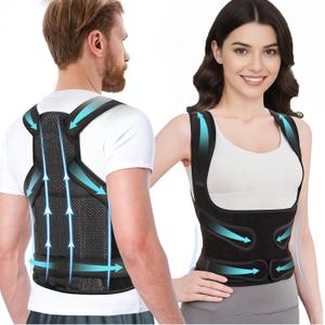 Posture Corrector for Women & Men  Adjustable Back Brace with Full Back Support, Shoulder Straightener for Spine Alignment, Scoliosis, Hunchback & Back Pain Relief (Black, Medium)
