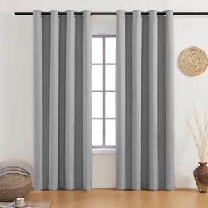 Grommet 100% Blackout Curtains for Bedroom 84 inches Long 2 Panels Set Blocking Curtains Window Treatments for Living Room(52" W x 84" L, Deep Gray)