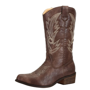 SheSole Women's Wide Calf Western Cowgirl Cowboy Boots (6, Brown)