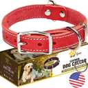 Heavy Duty Red Leather Dog Collar for Small Dogs- Soft and Strong Dog Collar for Puppy (Small: Fit 10" - 14.5" Neck, Red)