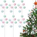 Gejoy 6 Pcs 15.7 Inch Pastel Candy Christmas Tree Picks and Sprays Candy Land Christmas Sticks Pastel Xmas Lollipop Stems Cute Macarons Xmas Tree Toppers for Vase Filler Holiday Party Decoration