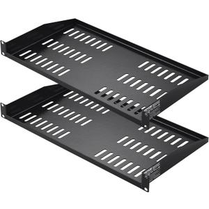 VEVOR 2PCS 1U Server Rack Shelf, Universal Vented Rack Mount Cantilever Tray for 19 inch Network Equipment Rack & Cabinet, 10" Deep Rack Mount Shelf, Weight Capacity 50 lbs Wall Mount Rack Shelf (1U-2PCS)