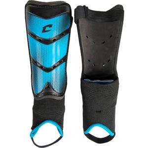 CHAMPRO League Soccer Shin Guards with Padded Ankle (Small, Optic Blue, Black)