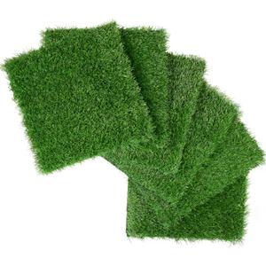 XLX TURF Green Artificial Grass Square Mats, 6 Pack 12"x12" Fake Grass Tiles Placemats Table Centerpiece Decor Golf Theme Party, Patio, Pets Turf Patch DIY Crafts