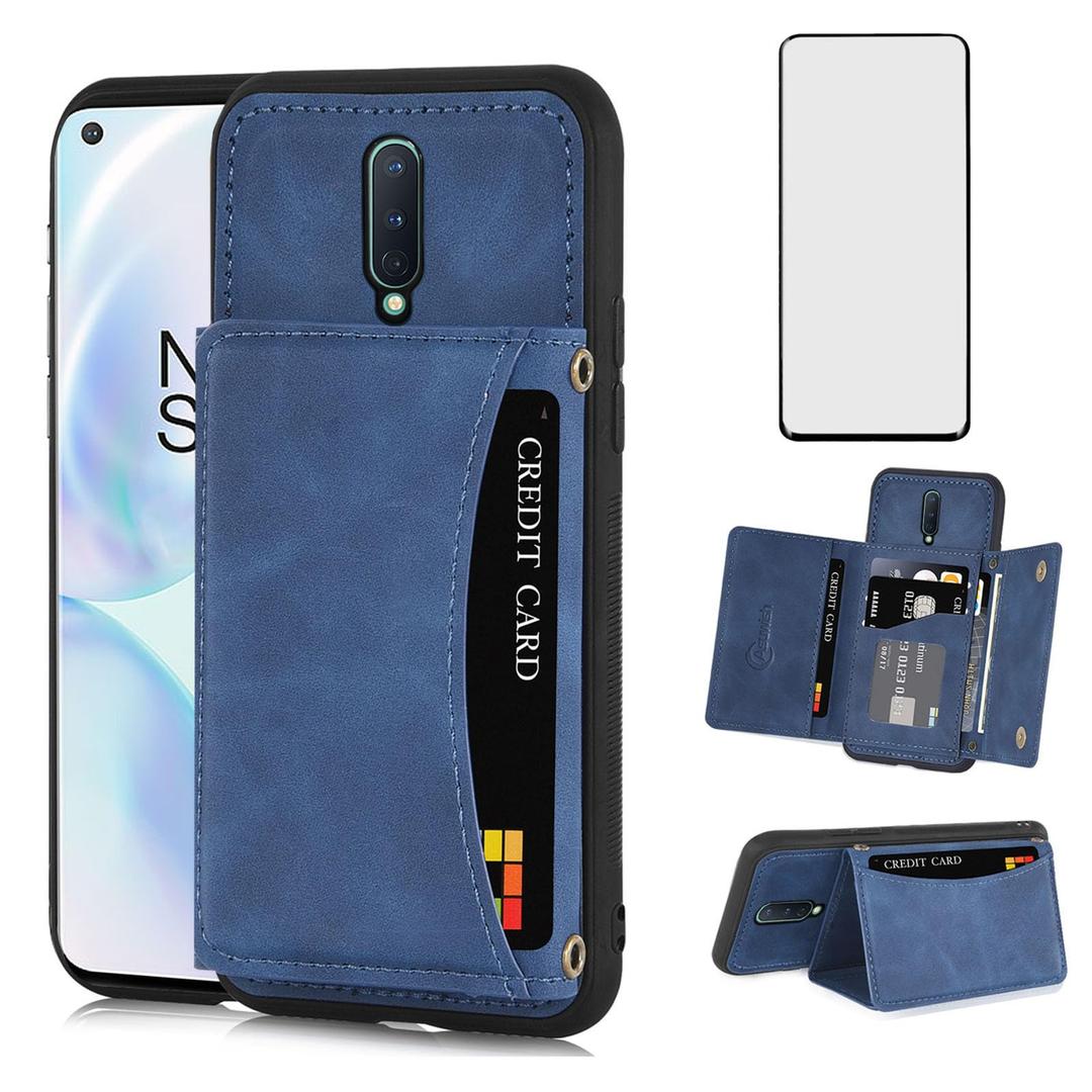 Asuwish Phone Case for OnePlus 8 OnePlus8 5G UW Tmobile Wallet Cover with Tempered Glass Screen Protector and Card Holder Stand Slot Cell One Plus8 On 1 Plus 1plus One+ 1+ 1+8 Verizon Women Men Brown