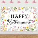 Wildflower Themed Happy Retirement Backdrop Floral Retirement Party Decorations Flowers Congrats Retire Background Banner for The Aged Women Retirements Party Supplies 5x3ft