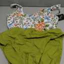 ZAFUL Women's High Waisted Tankini Scoop Neck Knotted Two Pieces Tankini Set Swimsuit (Large, 4-green Onion)