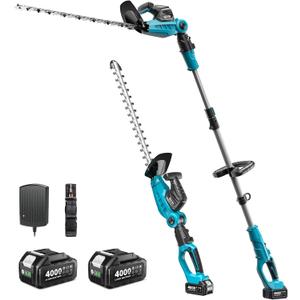 2-in-1 Pole & Cordless Hedge Trimmer, 20" Electric Bush Trimmer 20V
Dual-Action Blade, 8.5ft Extension Pole, 2x4.0Ah Batteries, Adjustable Rotating Head, Battery Hedge Clippers for Tree Shrubs