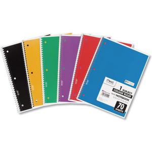 Mead Spiral Notebook, 6 Pack, 1 Subject, College Ruled Paper, 7-1/2" x 10-1/2", 70 Sheets per Notebook, Colors Will Vary (830062-ECM25)