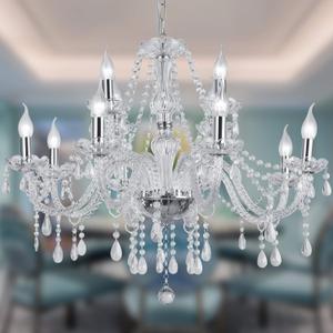 Silver Color Luxurious Candle Crystal Chandelier, 15 Lights K9 Modern Crystal Chandelier for Dining Room, Glass Ceiling Pendant Lamp for Living Bedroom Lighting Hall Balcony. (15 Lights, Silver)