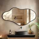 Dorlicecass Bathroom Mirrors for Over Sink - Long Wall Mirrors Decorative 20"x 36" Asymmetrical Abstract Aviation Aluminum Alloy Frame Unique for Bedroom, Living Room, Cloakroom, Entryway Black
