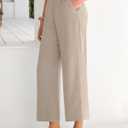 ANRABESS Womens Wide Leg Palazzo Pants Summer Beach High Waisted Cropped Flowy Pants 2026 Dressy Casual Trousers with Pockets Parchment X-Large