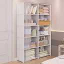 Wardrobes, Wardrobe with Compartments, with Multiple Storage Areas and Wardrobe Door Curtain, for Bedrooms(White,D)
