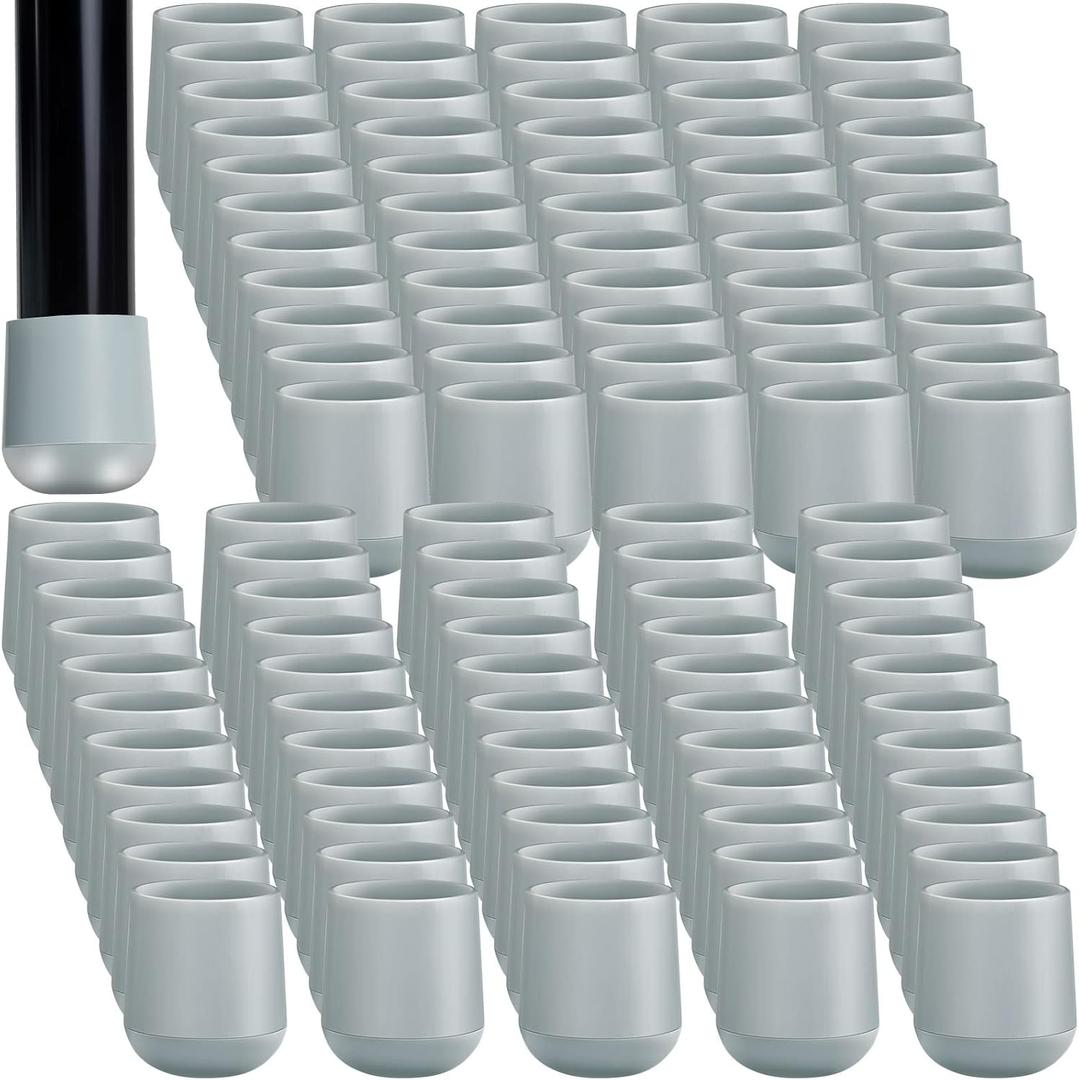 Folding Chair Leg Caps, 7/8 Inch Heavy Duty Plastic Round Chair Covers, Grey Furniture Leg Feet for Hardwood Floor Protectors (300 Pcs)